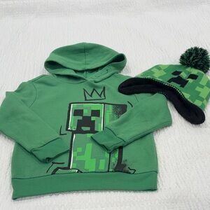 Minecraft Green Kids Hoodie and Toque  Set